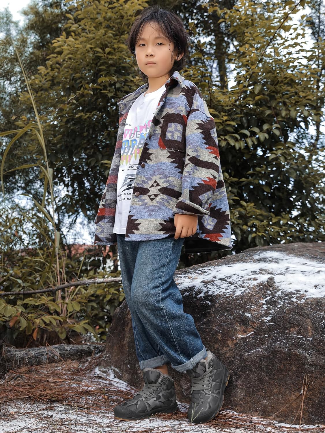 Boys Snow Boots Winter Waterproof Slip Resistant Cold Weather Shoes（Little Kid/Big Kid