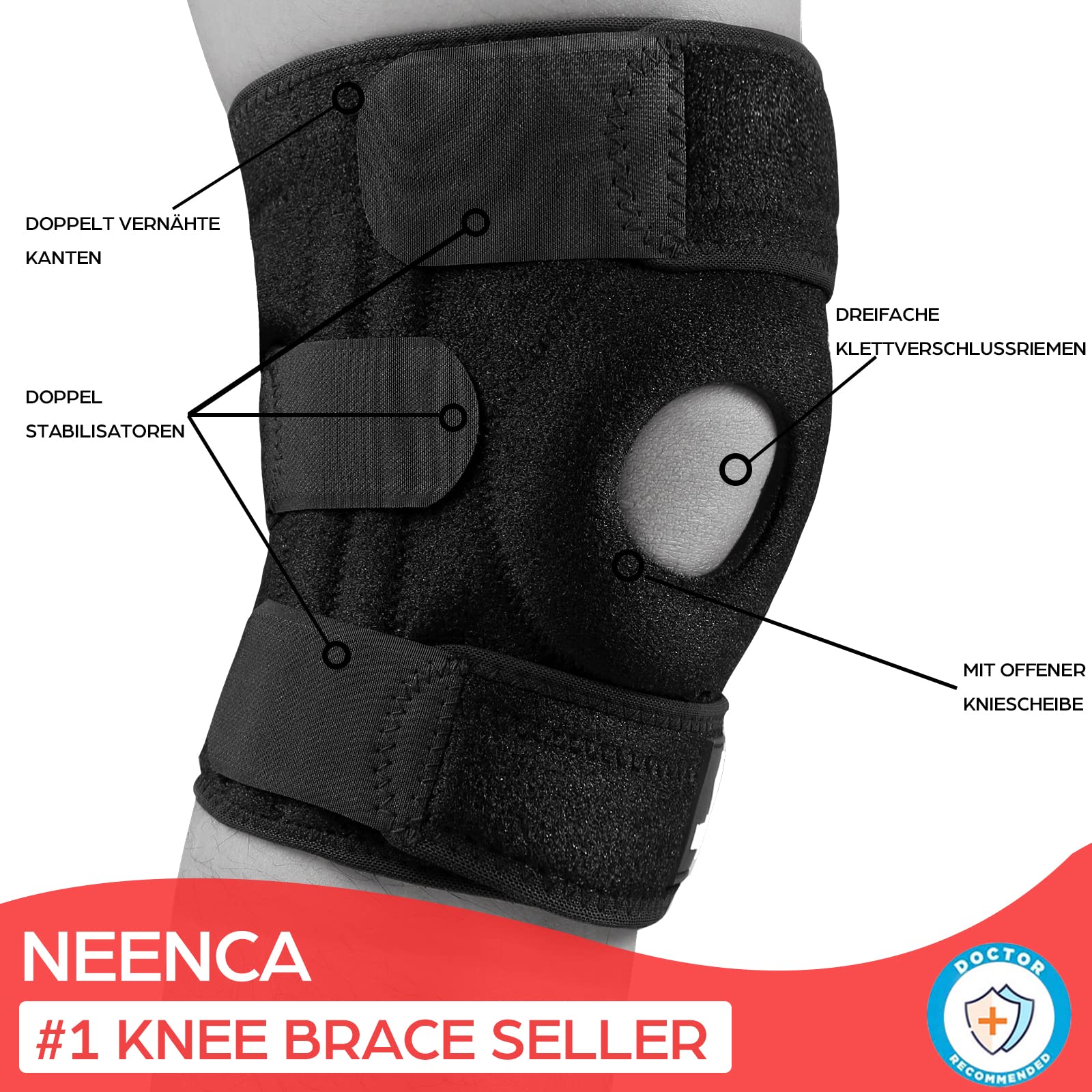 Viexpand Kniestütze Mit Patella Pad - Kompressionsbandage Für Sport & Alltag