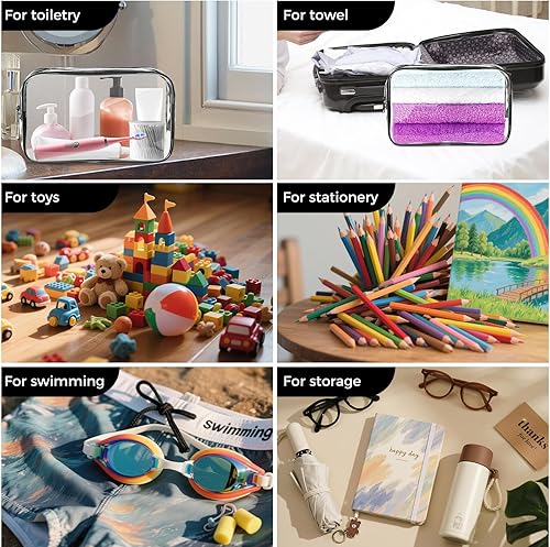 Miniatura 6 de AURUZA Bolsa de maquillaje transparente, aprobada por la TSA, organizador de artículos de aseo de viaje para cosméticos, tamaño de cuarto de galón,