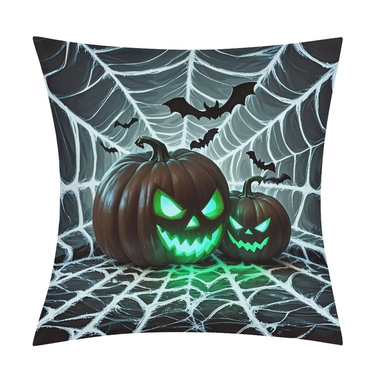 FekiLoot Green Pumpkin Throw Pillow Cover Soft Square Cushion Case Farmhouse Cushion Cover Decorative Pillow Cover Modern Pillowcase for Sofa Living Room Bed Home Decor 18x18 Inch