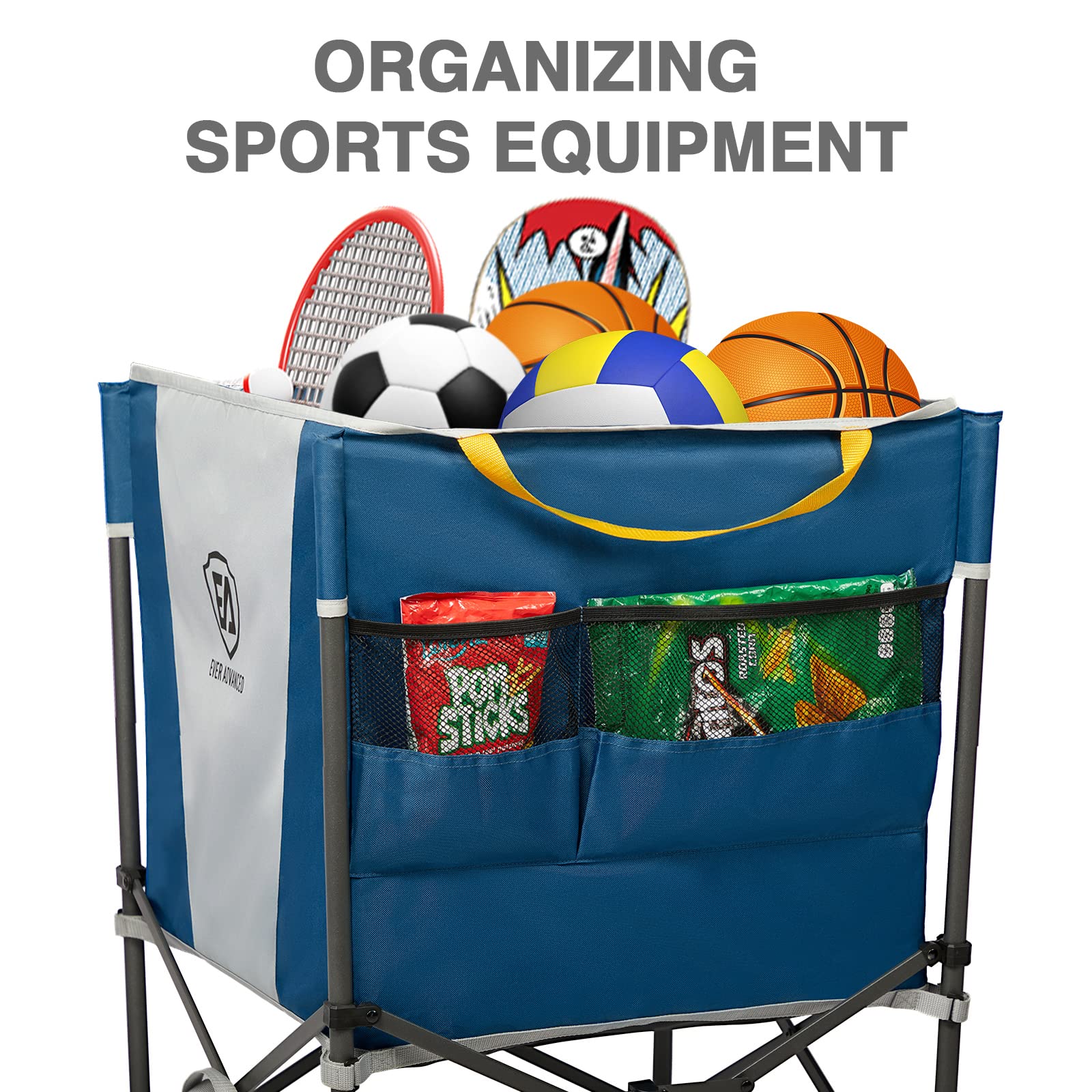 EVER ADVANCED Carro de Almacenamiento para Pelotas Plegable 83,8 x 57,9 cm con Ruedas bloqueables