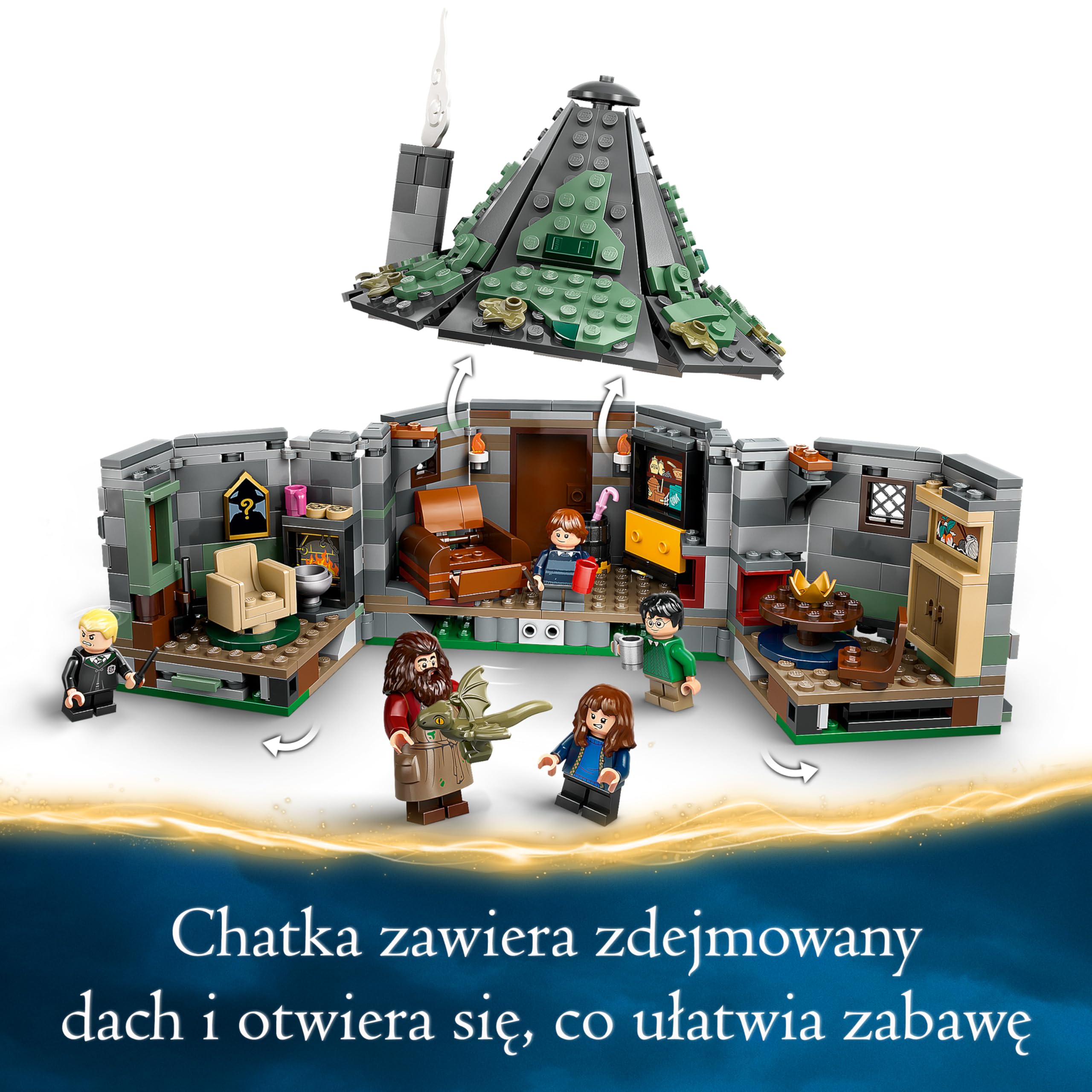 LEGO Harry Potter Chatka Hagrida: niespodziewana wizyta 76428; zestaw z chatką do zbudowania i siedmioma postaciami do odgrywania ról; pomysł na prezent dla chłopców i dziewczynek