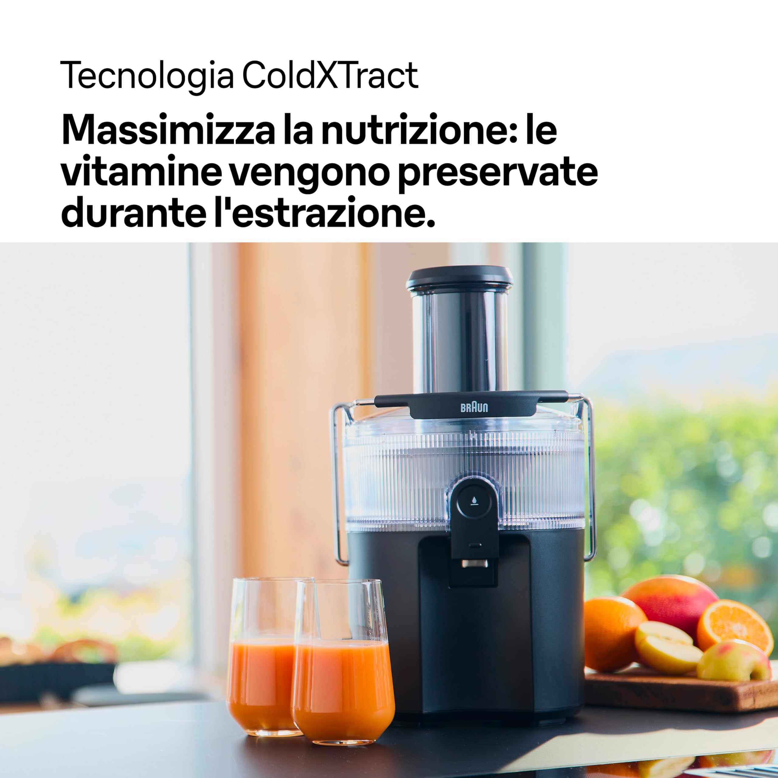 Braun MultiJuice 5 SJ5000, Estrattore Succo Centrifuga, Tecnologia ColdXtract, Tubo di Riempimento 75 mm, Contenitore 1.5L, Sistema Antigoccia e di Sicurezza Quadruplo, Filtro Acciaio Inox, 800W, Nero