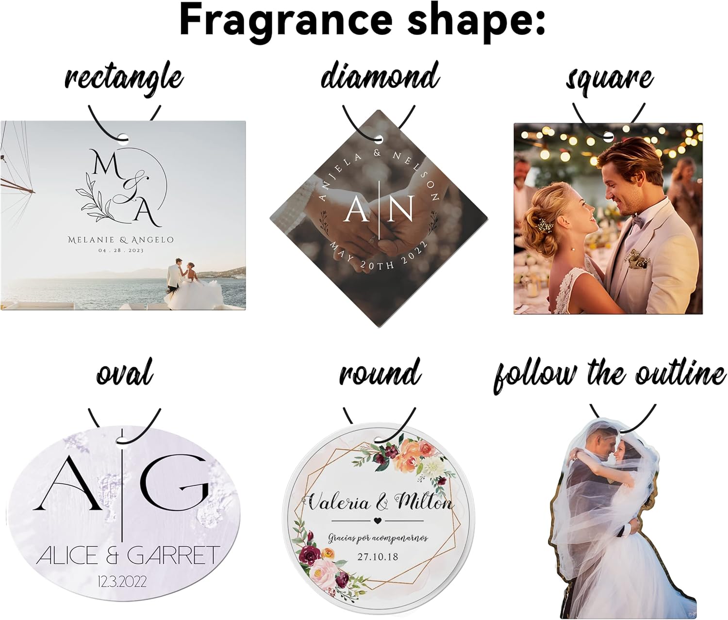 100PCS Custom Wedding Favors Bulk Car Air Fresheners Personalized Wedding Souvenirs for Guests Wholesale Car Decor Accessories Scents Air Freshener Customized Bulk Gifts for Guest (2:100PCS)