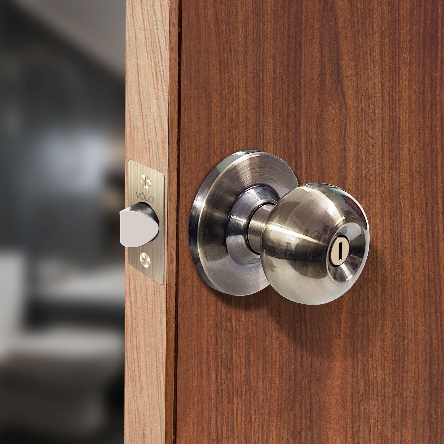 VOLO Antique Finish Tubular Entry Door Knob with Lock - Durable Handle for Bathrooms, Bedrooms, and Home (Waterproof) (Without Keys) — Amazon image 7