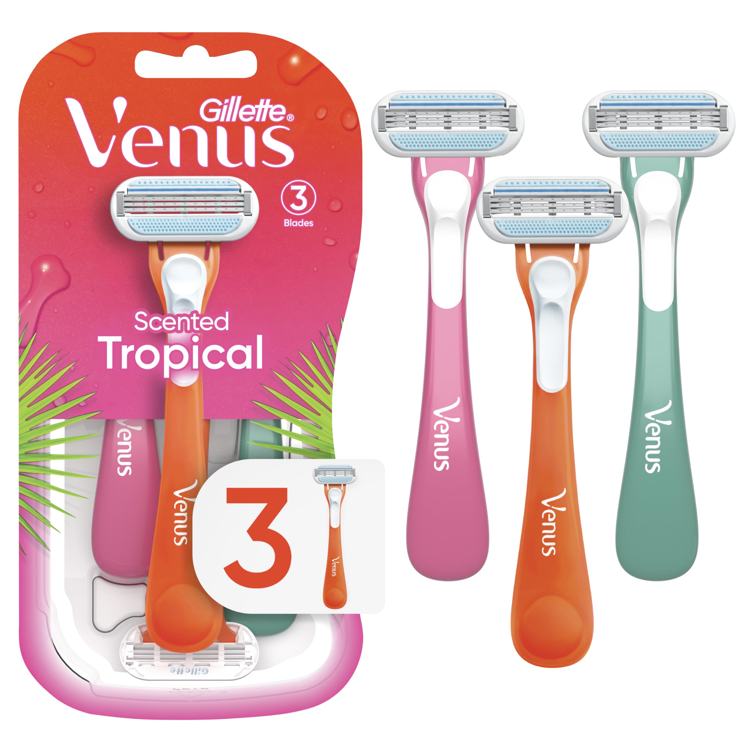Tropical Women's Disposable Razor, 3 Count