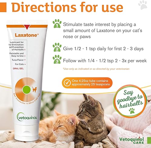 Miniatura 4 de Vetoquinol Laxatone Gel lubricante oral para gatos con sabor a atún, 4.25 oz