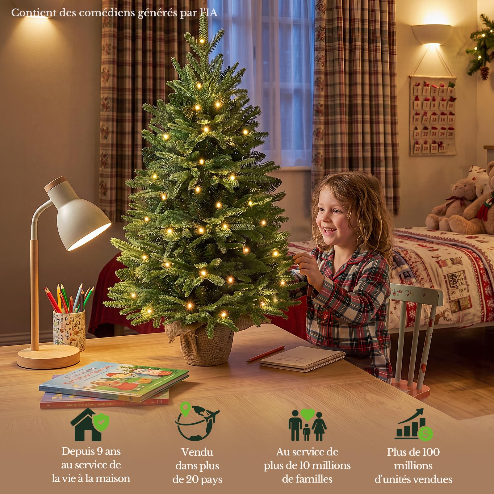 Hokeeper Sapin de Noël artificiel de 120 cm | Sapin de Noël artificiel en pot - Pour l'intérieur et l'extérieur - Branches réalistes en polyéthylène