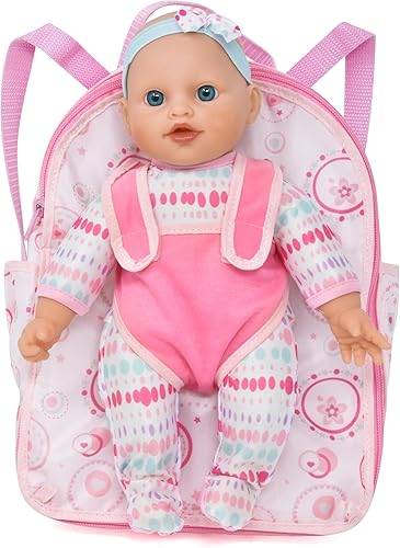 Miniatura 2 de Gift Boutique Muñeca de bebé de cuerpo suave con ropa en mochila para llevar, muñeca de bebé infantil de 12 pulgadas con accesorios para niños