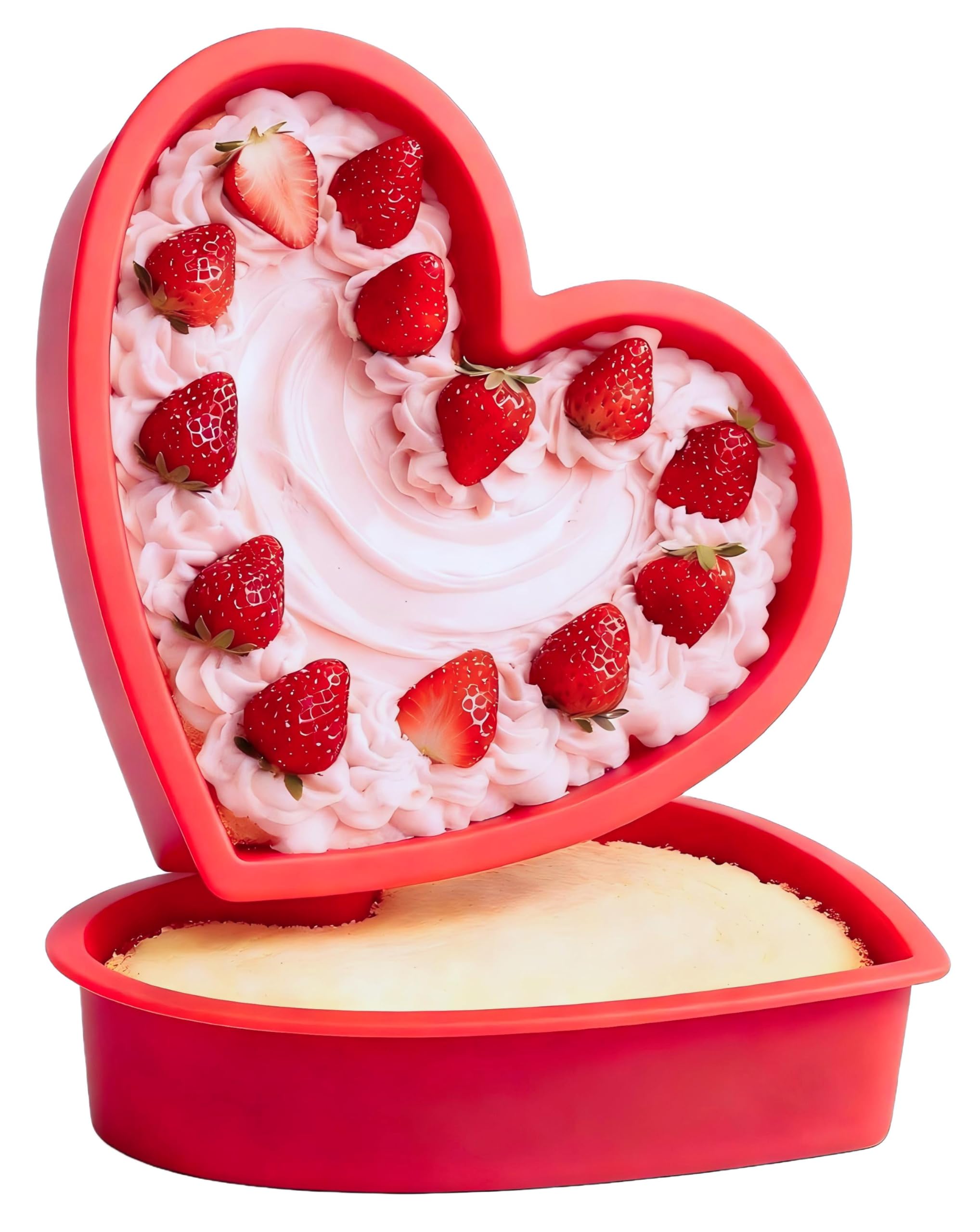 Molde de silicona antiadherente con forma de corazón, molde de silicona de grado alimenticio de 10 pulgadas, apto para horno y microondas, perfecto para hornear pasteles, pan, chocolate y tartas de