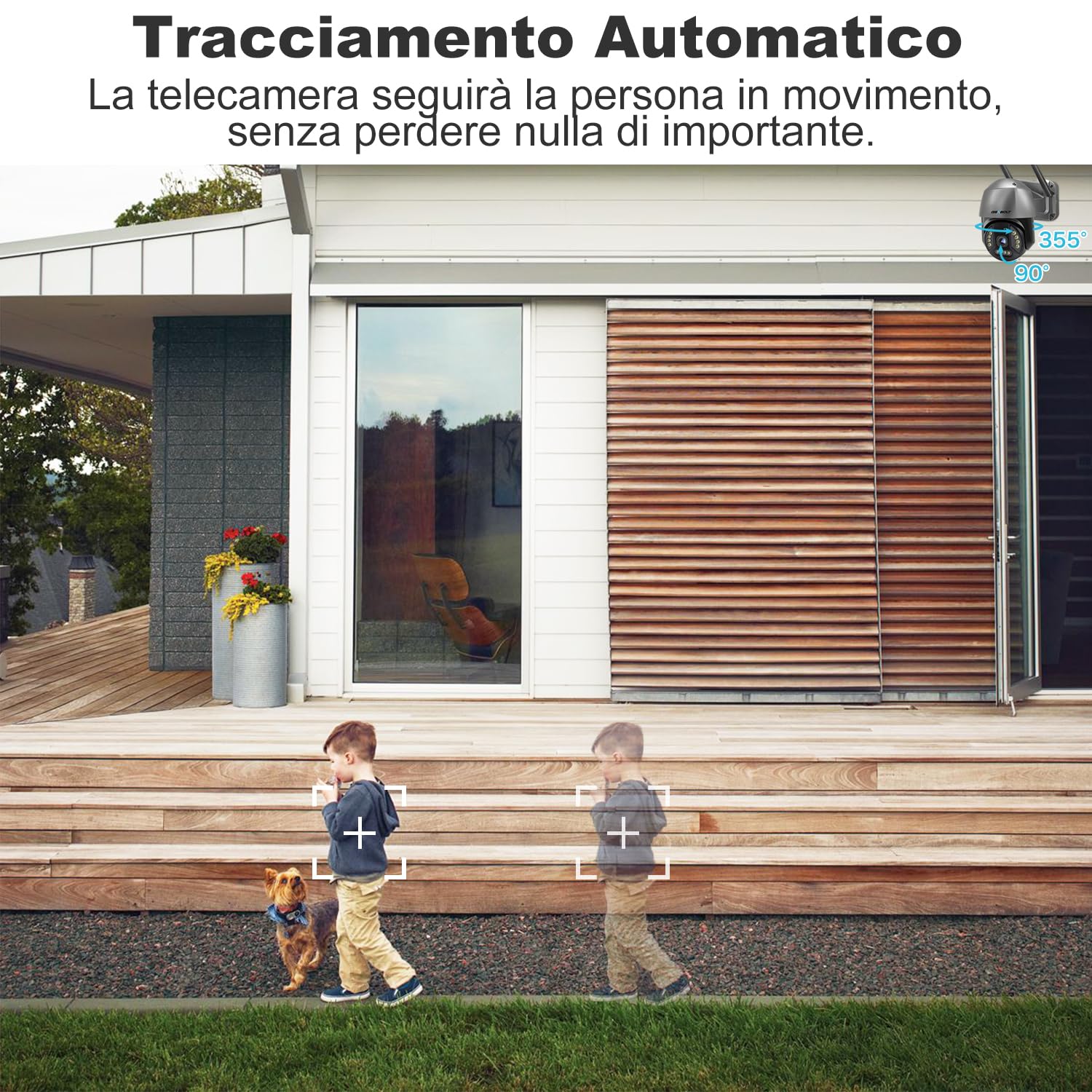 GENBOLT 4K PoE Telecamera Wi-Fi Esterno, 8MP PTZ Videocamera Sorveglianza | Rilevamento Persone/Veicoli, Registrazione 24/7, Inseguimento Auto, Visione Notturna Colore