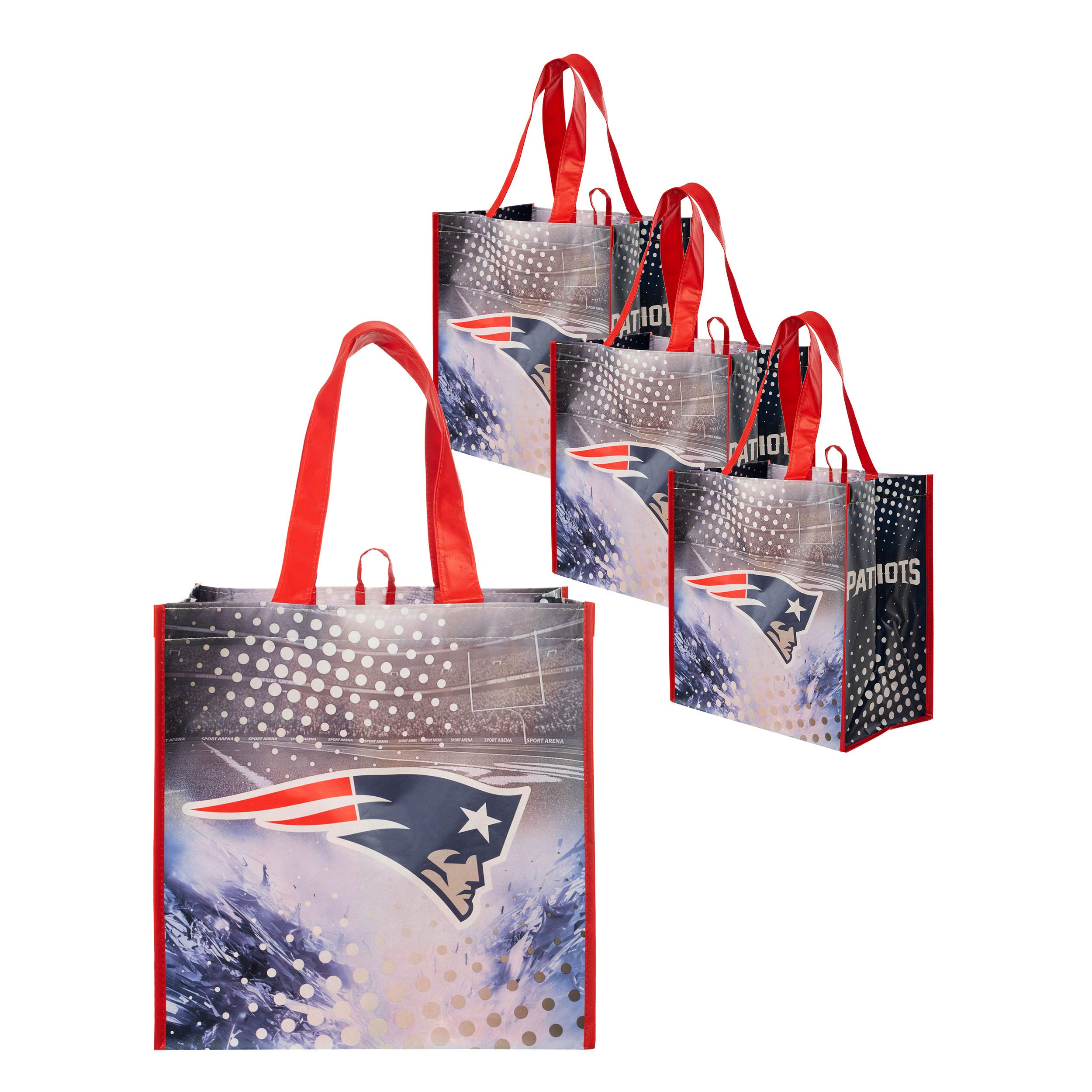 FOCO NFL unisex-adult Nfl Team Logo 4-pack Reusable Grocery Shopping Bags Totes