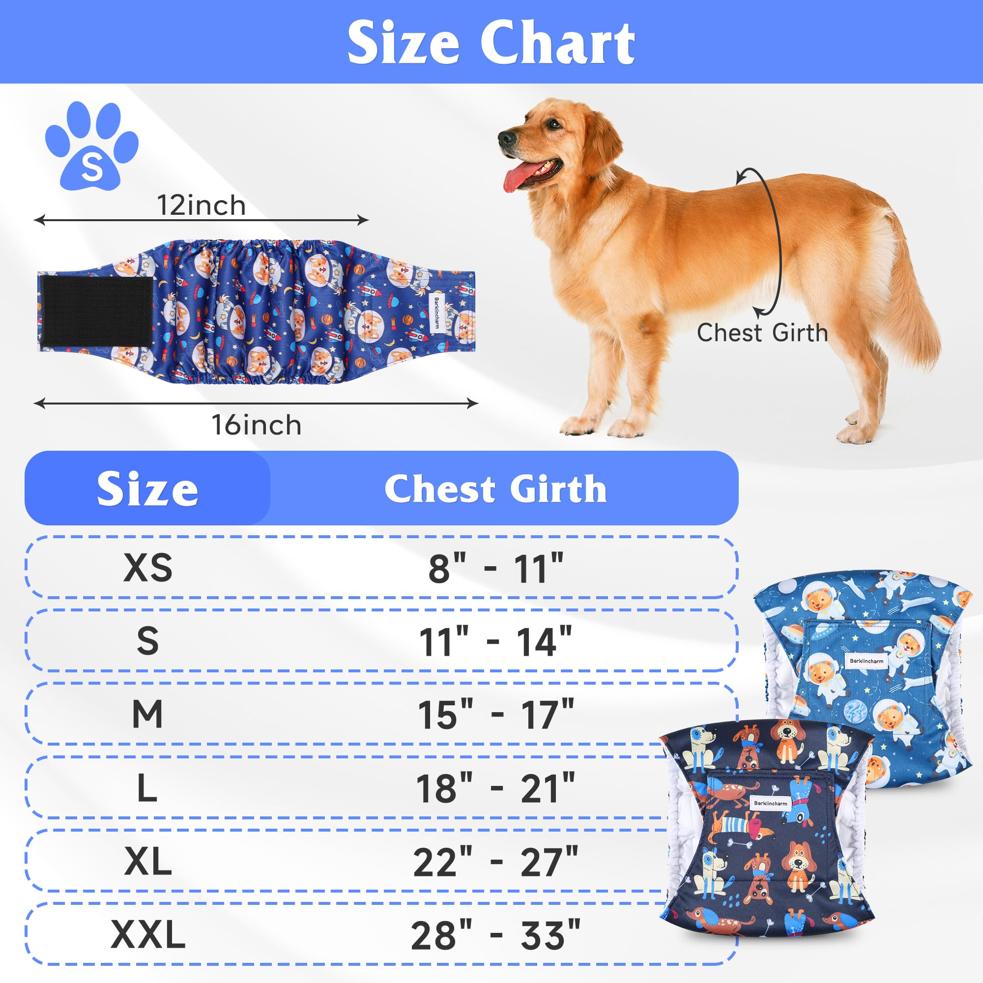 Paquete de 5 pañales para perros machos, envolturas para perros de alta absorción, bandas para el vientre para perros machos con incontinencia o micción frecuente, pañales lavables para