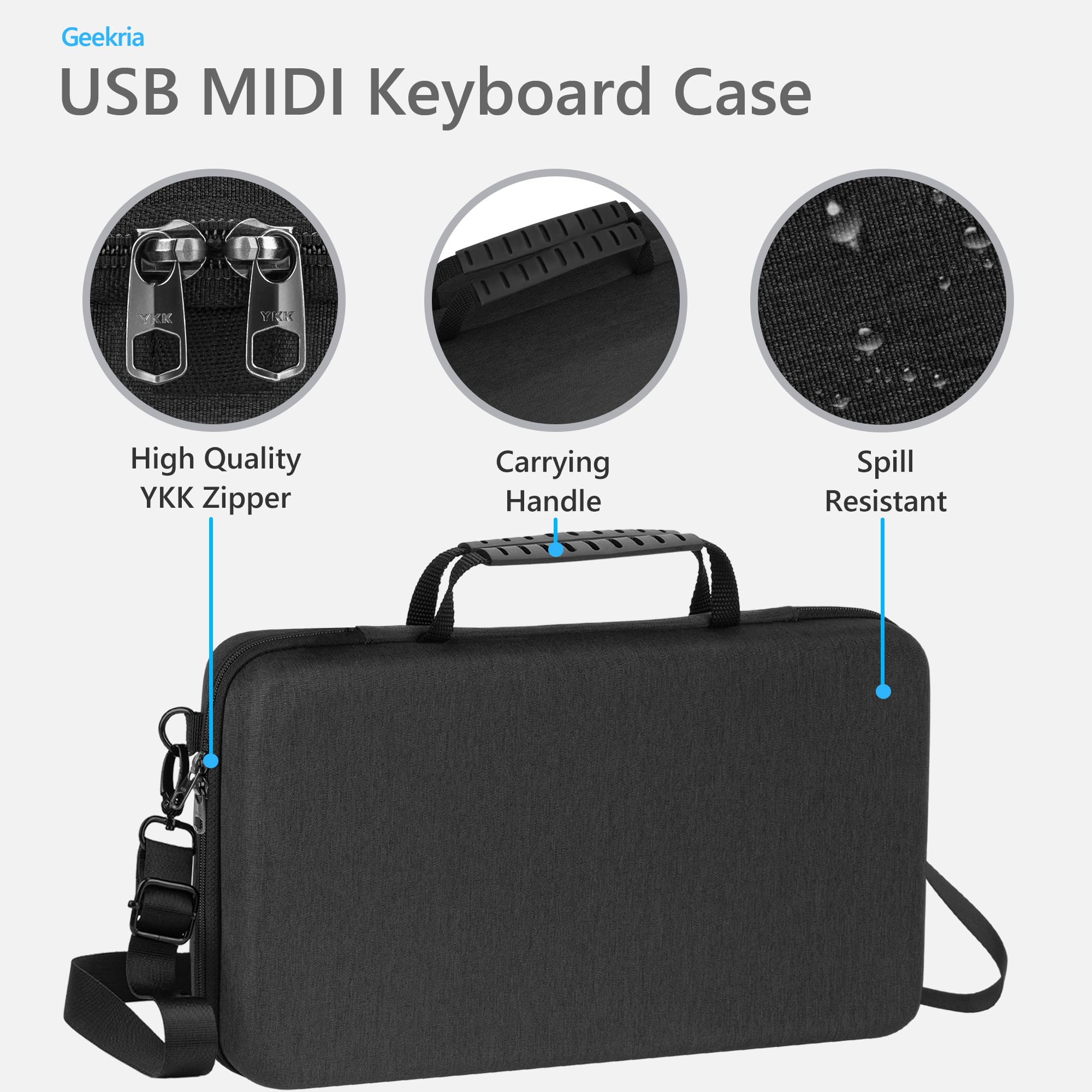 Geekria ręczne etui na kontroler klawiatury MIDI USB, zgodne z Arturia MiniLab 3 / MiniLab MkII 25 Slim-Key, twarda torba podróżna (ciemnoszary)