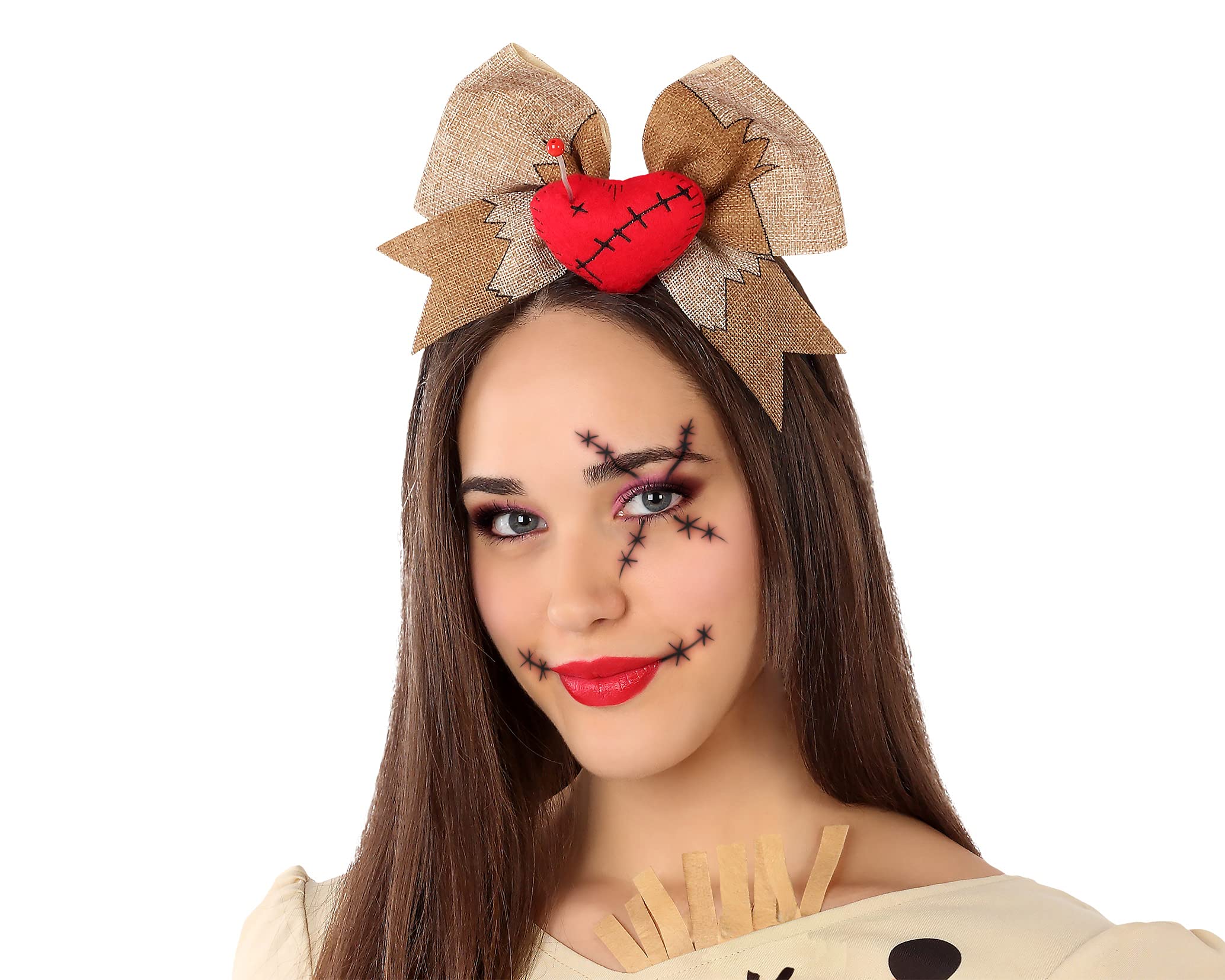 Generique - Headband Voodoo Doll Heart with Bow Halloween Accessories Brown/Red