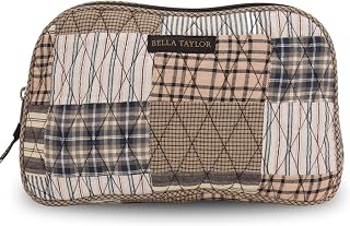 Bella Taylor Cosmetic Pouch, Quilted Makeup Bag, Ashmont | Lightweight, easy-to-clean PEVA lining, interior slip pocket, secure zip top, durable construction