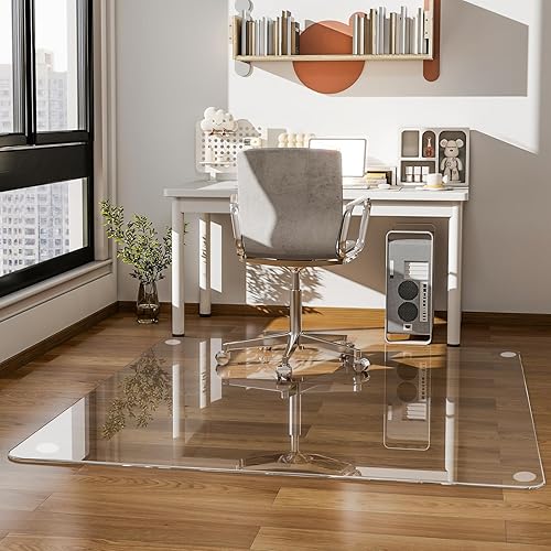 Miniatura 48 de GLSLAND Tapete para silla de vidrio templado de 36 x 46 pulgadas, protector de suelo resistente para alfombras y suelos duros, resistente a