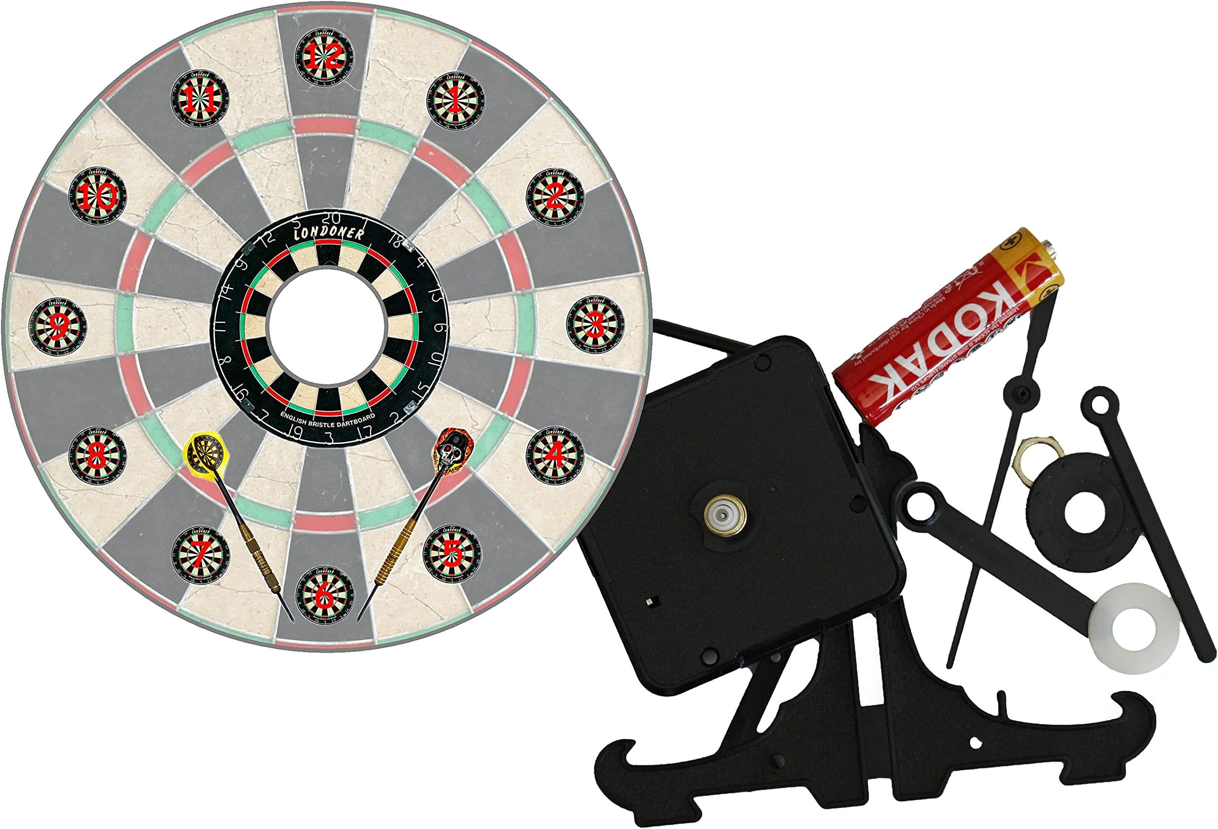 DIY CD Clock Kit - Darts, with Dart Board Dial (with numbers)