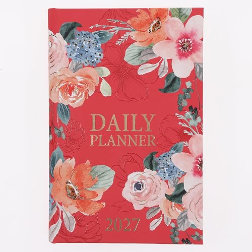 2027 Diary Daily Planner for Women, Floral Hardcover Red