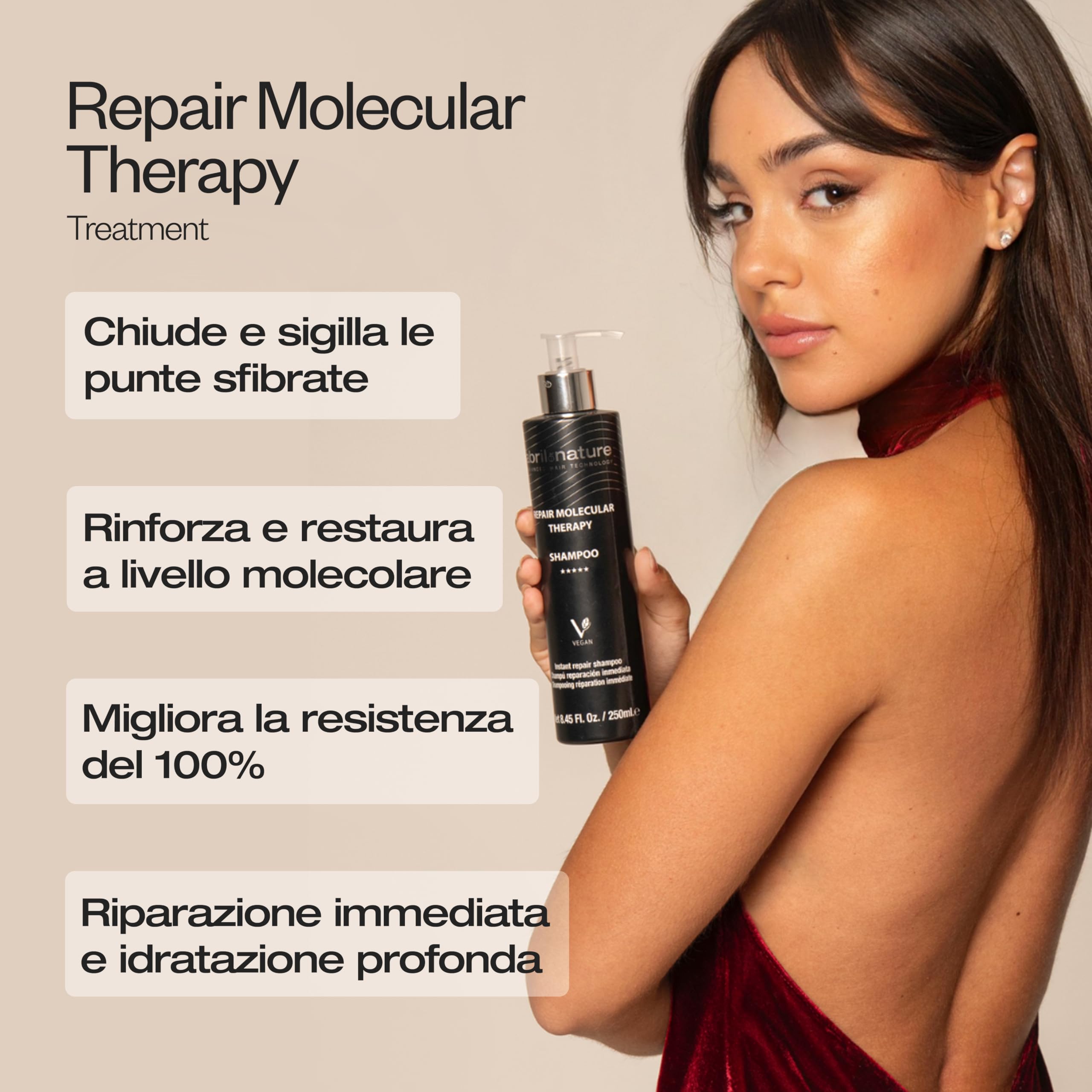 abril et nature - Maschera Professionale Molecular Therapy - Per Capelli Danneggiati, Trattati o Invecchiati - Ristruttura, Ripara e Riempe - Nutriente e Idratante - Vegana - 1000 ml