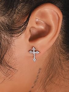 Amazon.com: Sacina Silver-tone Dainty Cross Stud Earrings Amazon.com: Sacina Silver-tone Dainty Cross Stud Earrings