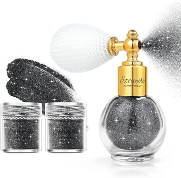 Etercycle Black Body Glitter, Hair Glitter Spray Fine Face Shimmer Powder