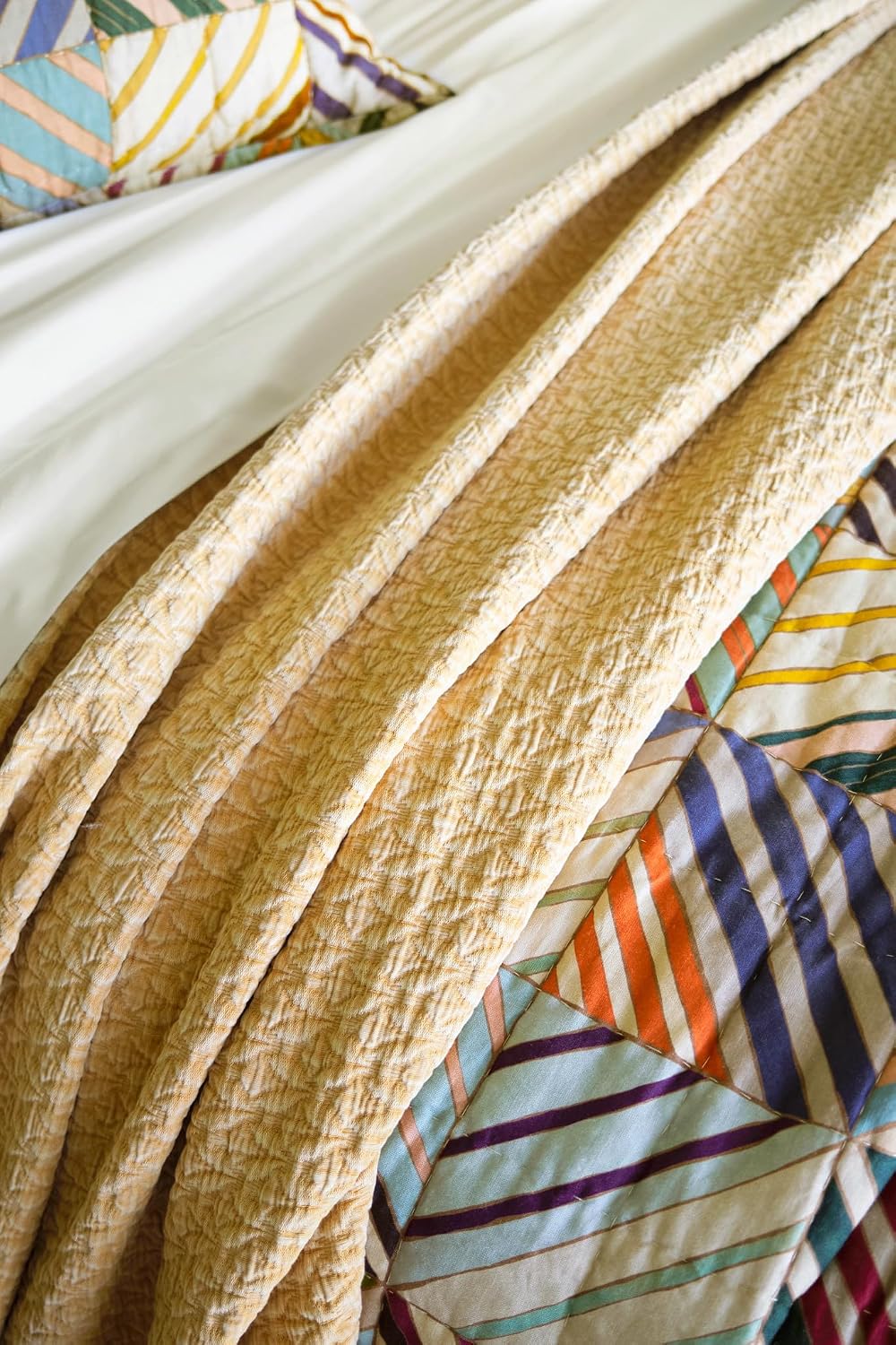 Pine Cone Hill Potter Linen Multi Quilt, Full/Queen Size, Multi Graphic Pattern