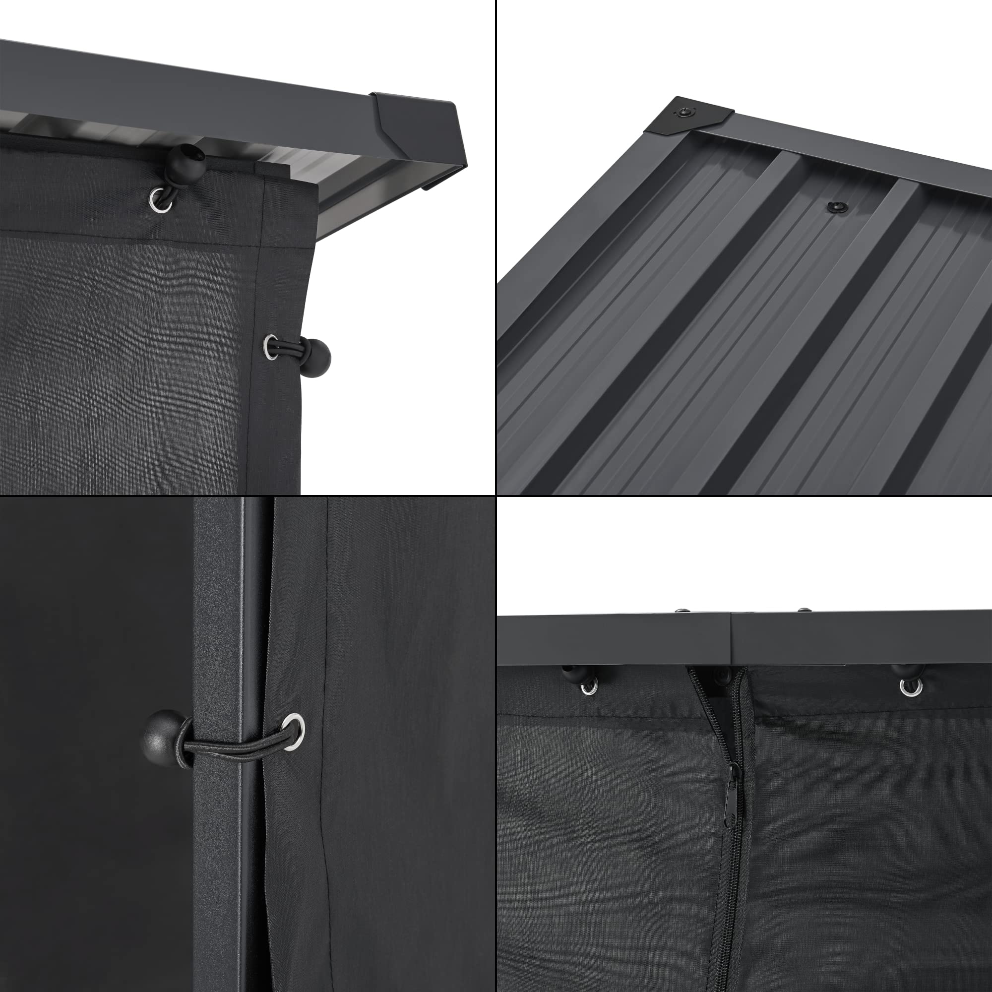 casa.pro Leñera de Exterior Yakutat Cobertizo para Madera Soporte para Leña con Techo Inclinado y Cubierta Acero 185 x 180 x 70 cm Negro