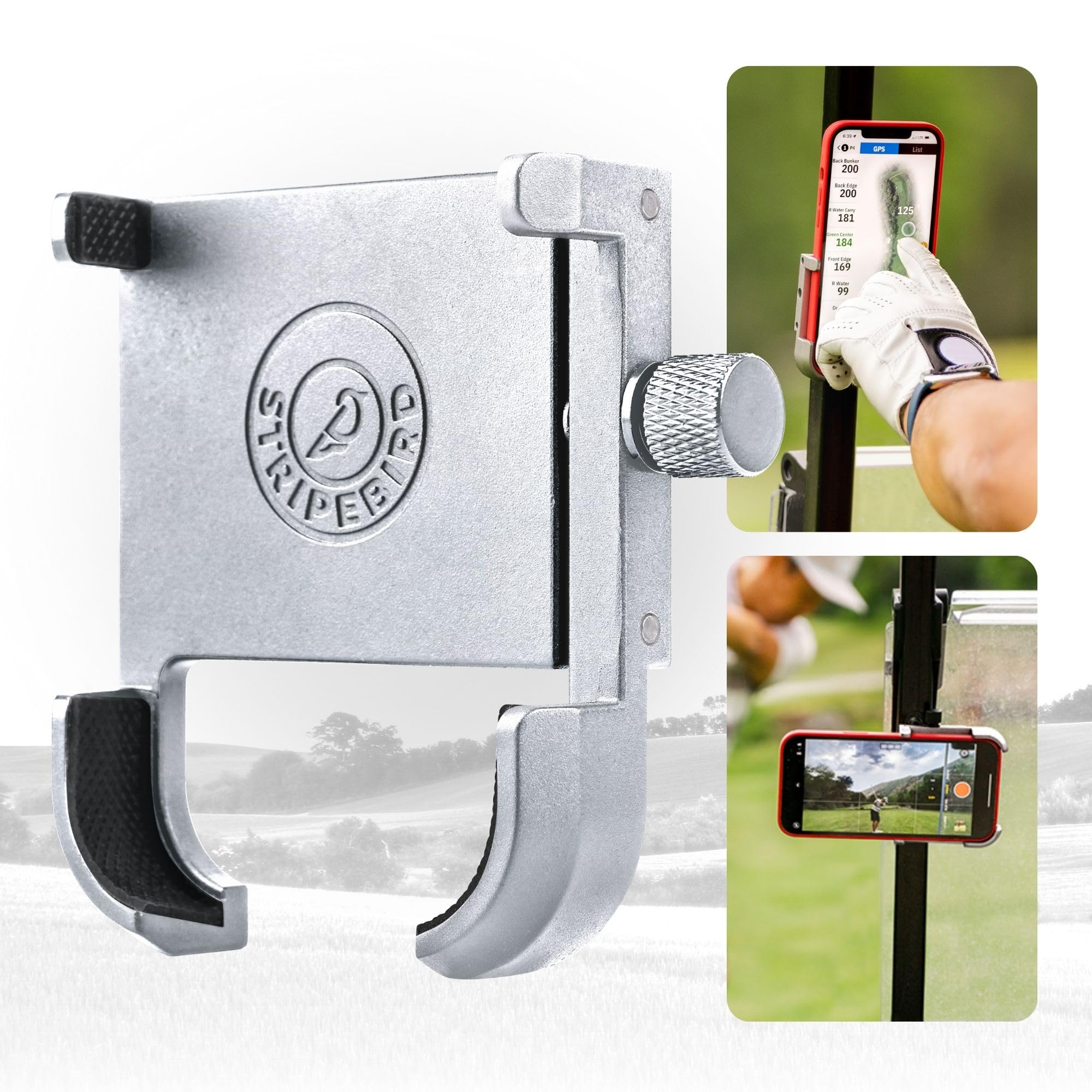 Photo 1 of Original Magnetic Golf Cart Phone Holder - Ultra-Strength Neodymium N52 Magnets - Golf Caddy - Slim Smartphone Mount - Coolest Golf Cart Accessories - Cool Golf Gadgets Silver