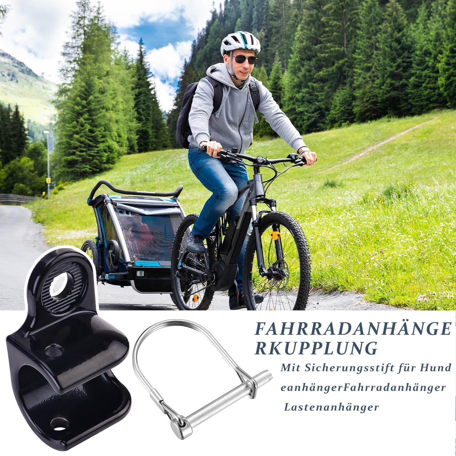Fahrradanhänger Kupplung, 2 Stück Anhängerkupplung, mit Sicherheitsstift