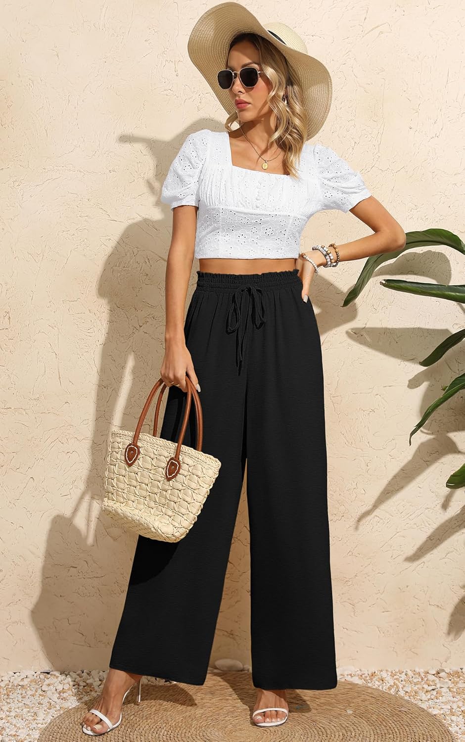 Pantalones Casuales Elásticos Con Bolsillo Para Mujer, De Cintura