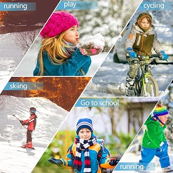 FENELY Winter Gloves for Boys Girls - Kids Warm Knit Thermal Cable Knitted Gloves Wool Fleece Lined Mittens for Cold Weather