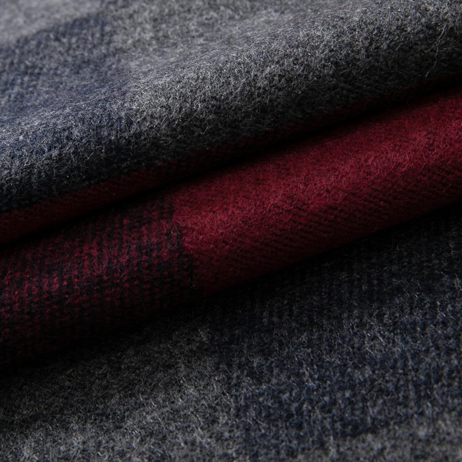 Men's Cozy Tartan Check Merino Wool Scarf, Long Warm Lightweight Winter Classic Scarves w/Gift Box - Image 4