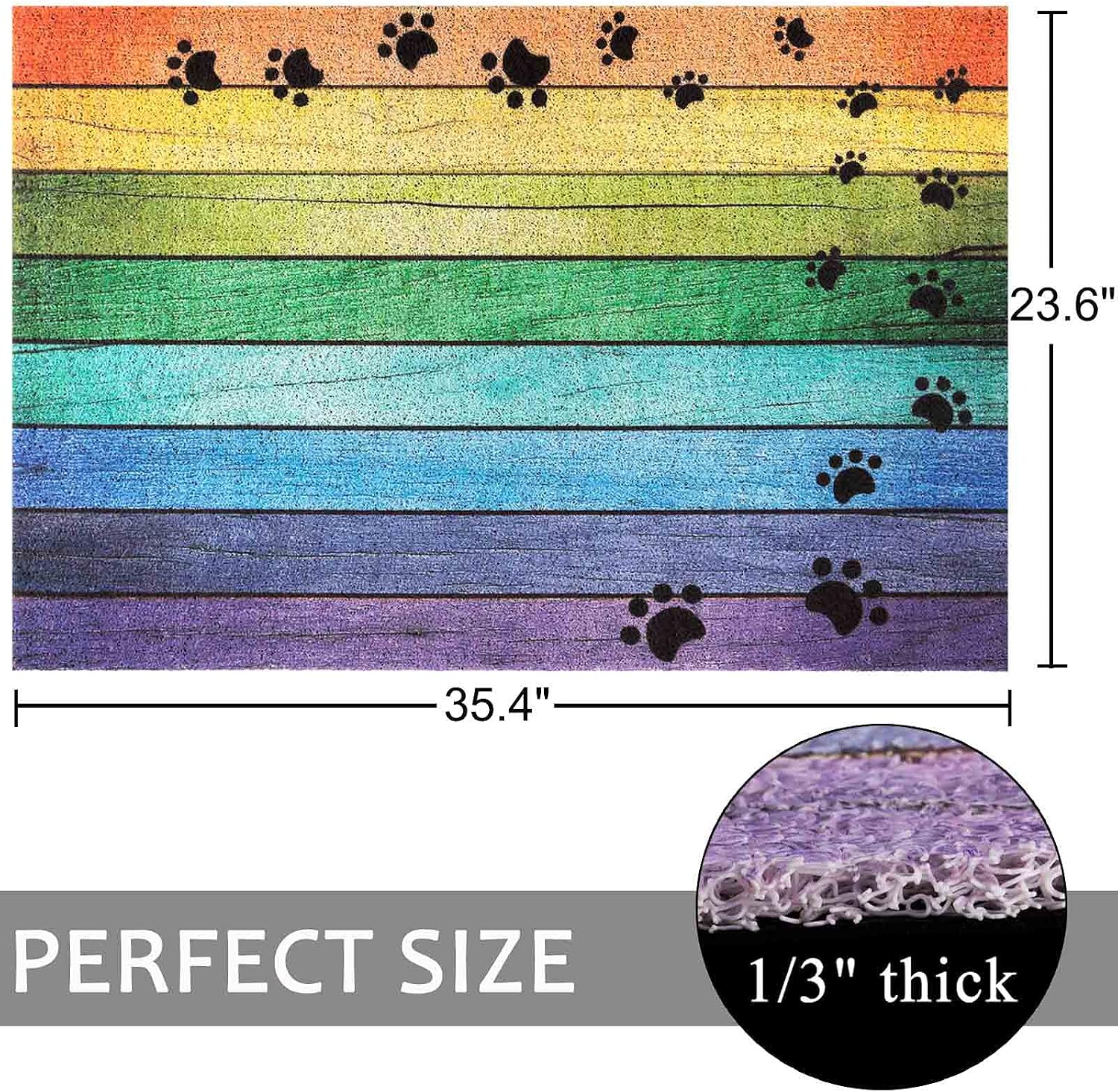 Darkyazi 23.6" x 35.4" Colorful Doormats Entrance Front Door Rug Funny Outdoors/Indoor/Bathroom/Kitchen/Bedroom/Entryway Floor Mats，Non-Slip Polyvinyl Chloride (Dog paw Print) image 2