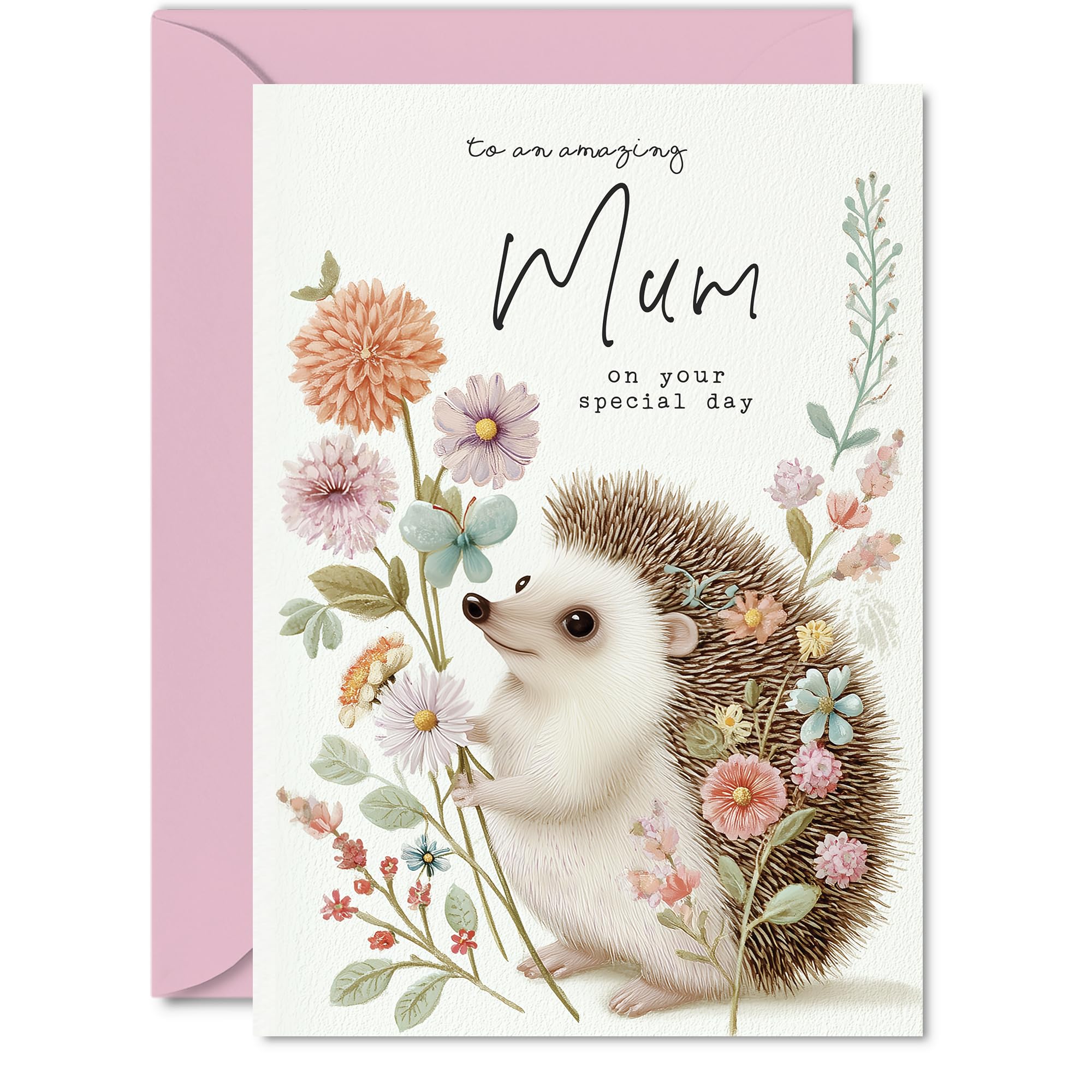 Mum Birthday Card - Hedge-hugs - Happy Birthday Card for Mum from Son Daughter, A5 Cute Hedgehog Mother's Day Greeting Cards