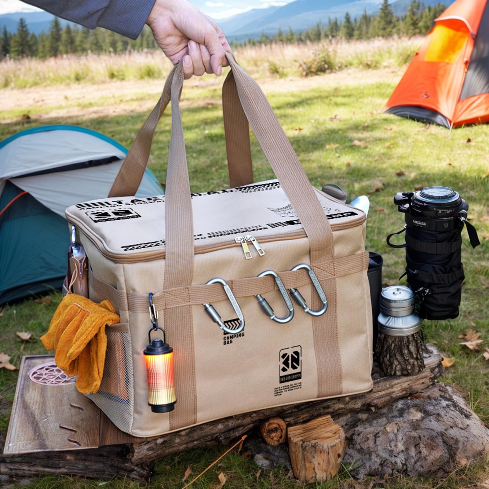 Generisch Camping-Aufbewahrungstasche, 30 L Kanister-Topf-Tragetasche, Picknick-Garage, Kofferraum-Organizer, Faltbar, Wasserdicht, Mit Ergonomischem Griff Für Töpfe, Öfen