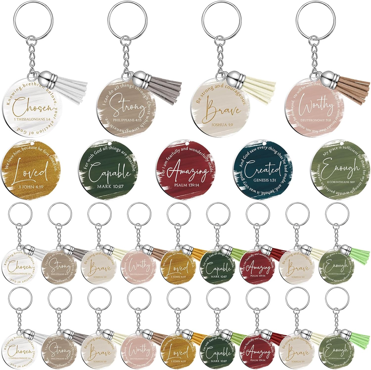 36 Pcs Christian Gifts for Woman Bible Verse Keychains Office Gifts for Coworker Team Staff Holiday Party Supplies (Christmas Colors)
