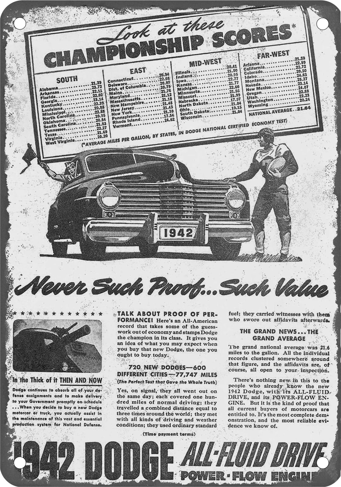 Miaomansenstore Metal Sign - 1942 Dodge Vintage Ad 03 - Old Retro Rusty Look Home Decor