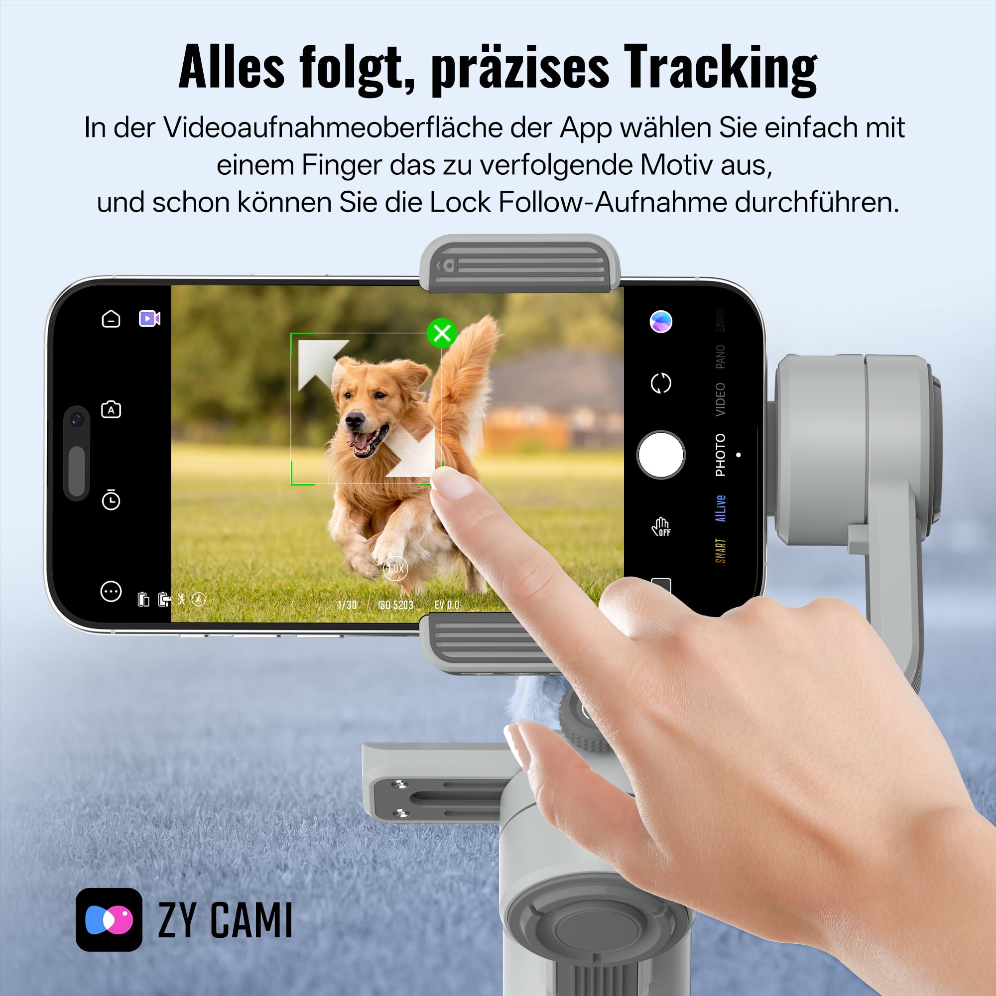 ZHIYUN CINEPEER Smooth 5E Combo Smartphone Gimbal, Intelligentes AI Tracking, Integriertes & Magnetisches Fülllicht, 3 Achsen Gimbal, Intelligente Bearbeitung, Apple Watch Fernbedienung