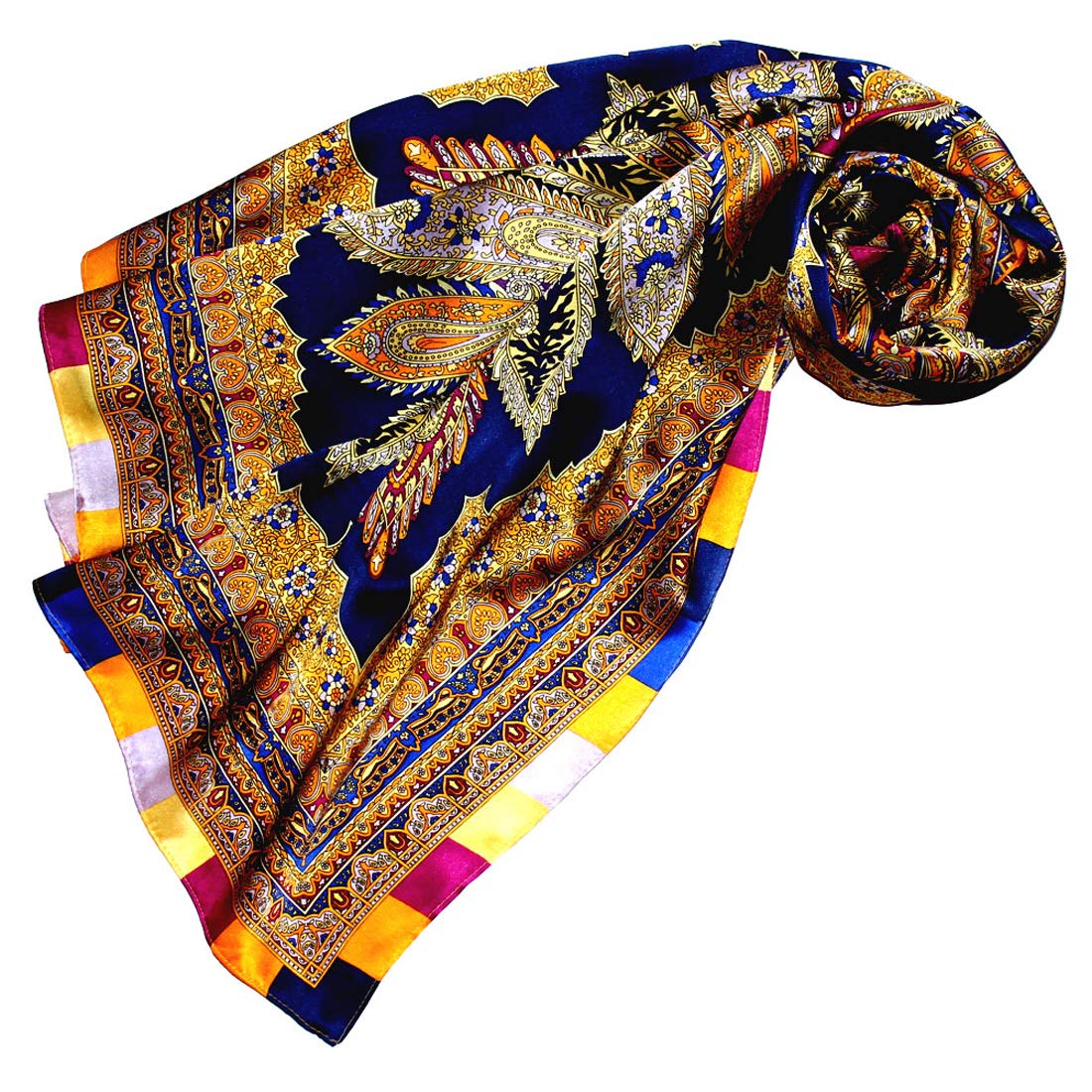 Lorenzo Cana, lussuoso foulard da donna in seta al 100% con lavorazione a stampa,100 cm x 100 cm, colori armoniosi