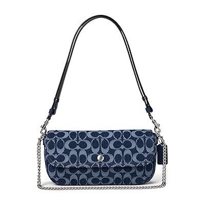COACH Brook Flap Chain Bag In Signature Denim Cross Body Women