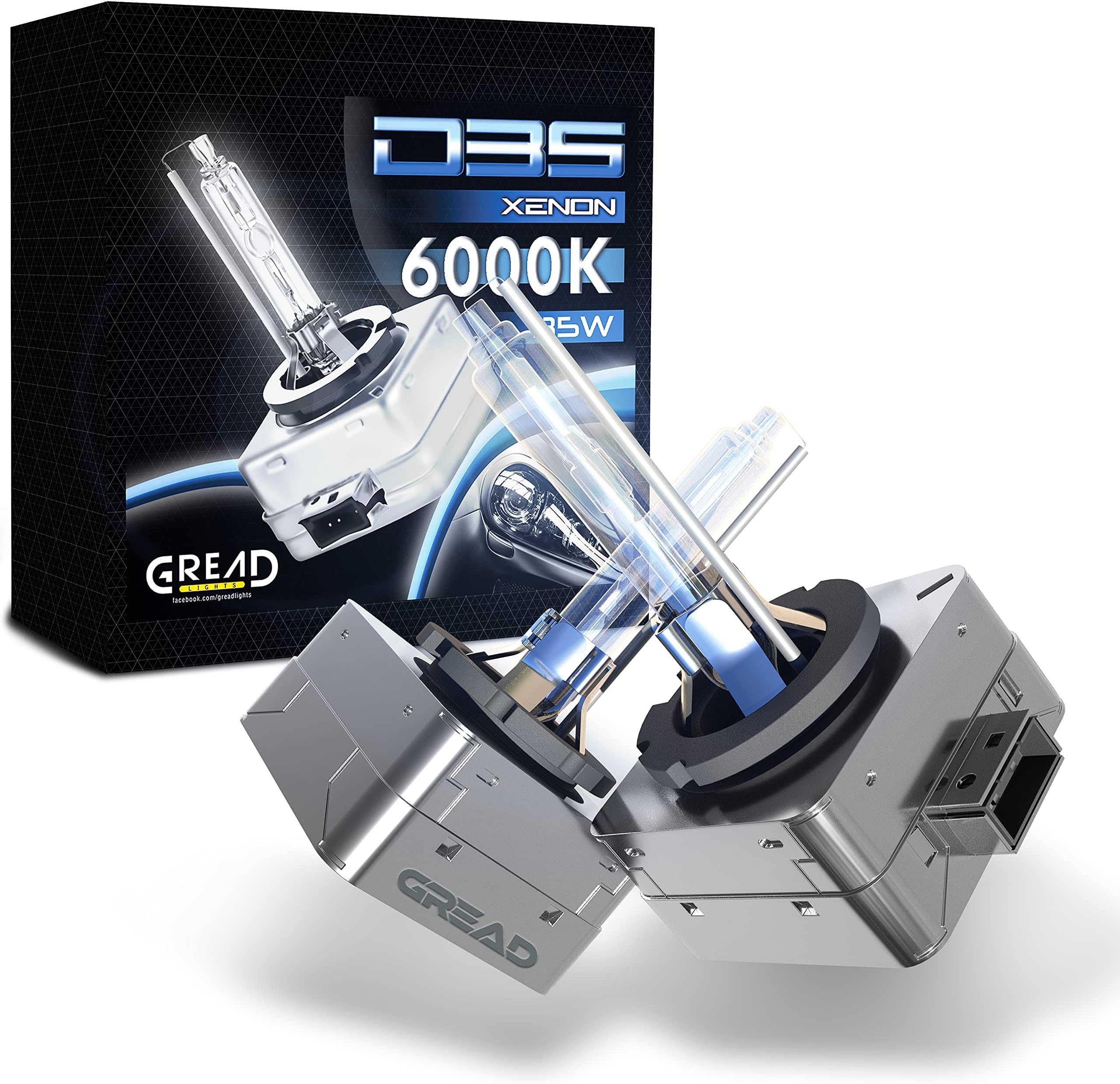 Gread Lights 2 x Xenon Bulbs D3S | 6000 K 35 W | 100% Perfect Fit and Long Lifespan