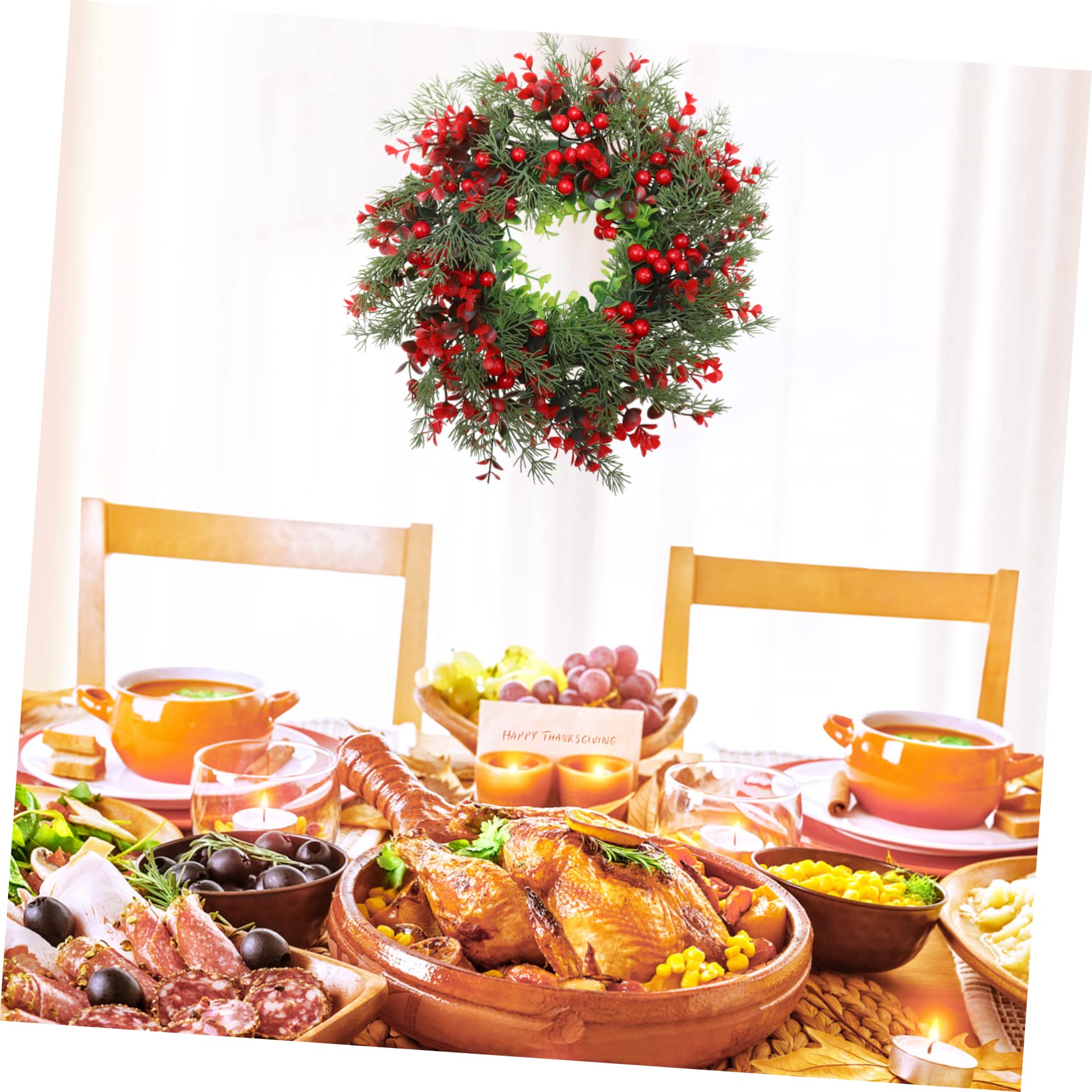 Colgante De De Acebo De Navidad Decoración para Puerta De Fiesta Adorno De De Bayas 1 Ud.