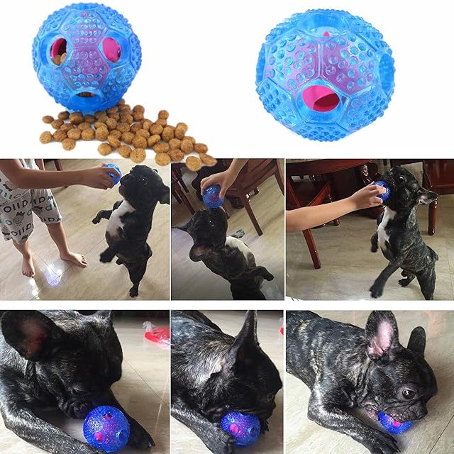 Foto 5 de 6 de Cisixin Tratar Perro Pelota De Juguete Interactivo Perro IQ Tratar Dispensador Y Juguete Masticable, Azul