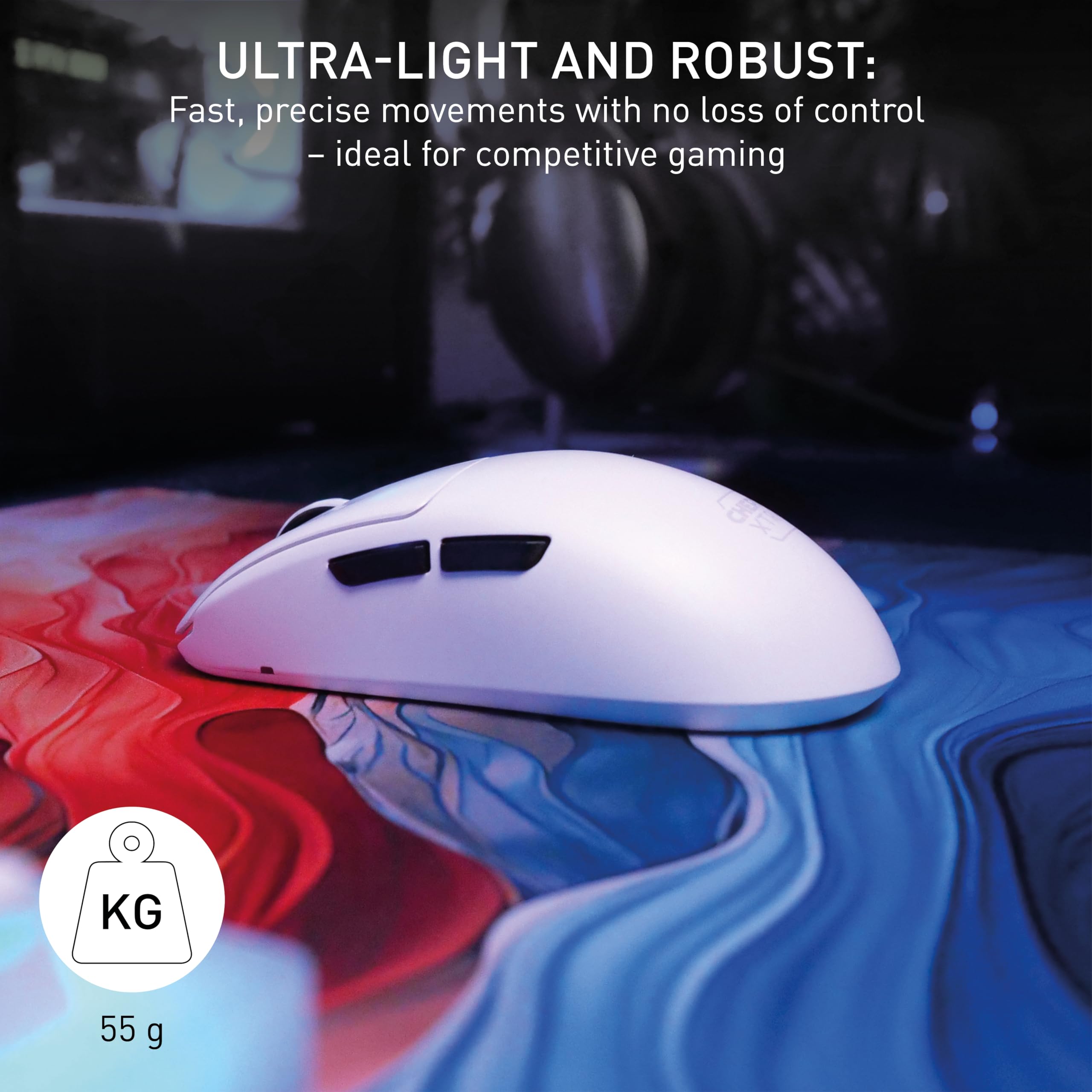 CHERRY XTRFY M68 Pro Wireless, ultraszybka bezprzewodowa Mysz do Gier, 2,4 GHz, Zoptymalizowany dla e-sportu, symetryczny kształt z płaskim przodem, Biały