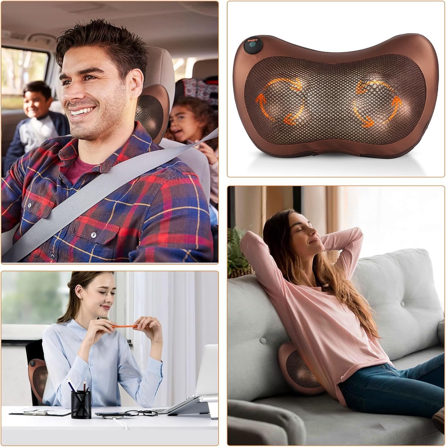 DEVU Enterprise Shiatsu Back & Neck Massager with Heat | Deep Tissue Electric Massage Pillow for Pain Relief – Home, Car & Office Use - Image 6 thumbnail
