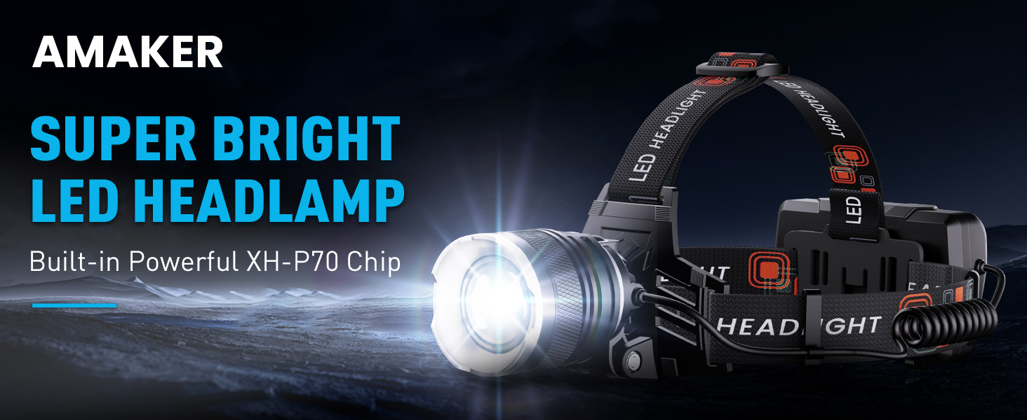 Amazon.com: LED Headlamp Rechargeable 99000 High Lux, 9000mAh Long