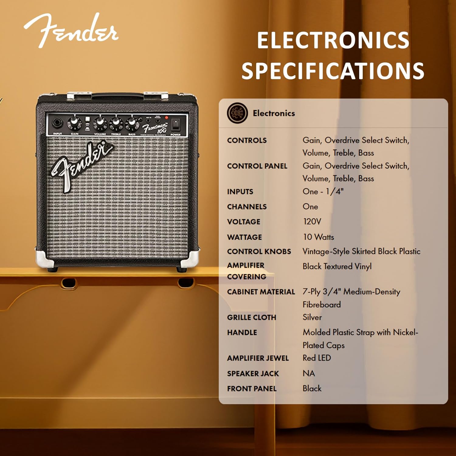 Fender Frontman 10G Guitar Combo Amplifier - Black Bundle with Cable and Austin Bazaar Exclusive 12-Pack Picks - Image 7