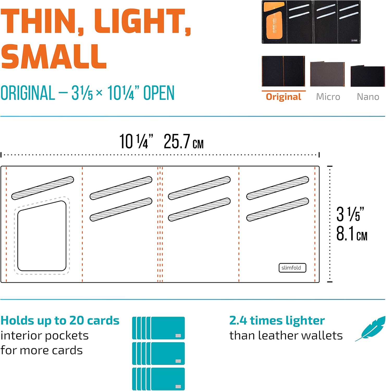 SlimFold™ Minimalist Wallet - RFID Option - Thin, Durable, and Waterproof Guaranteed - Made in USA - Original Size - Image 2