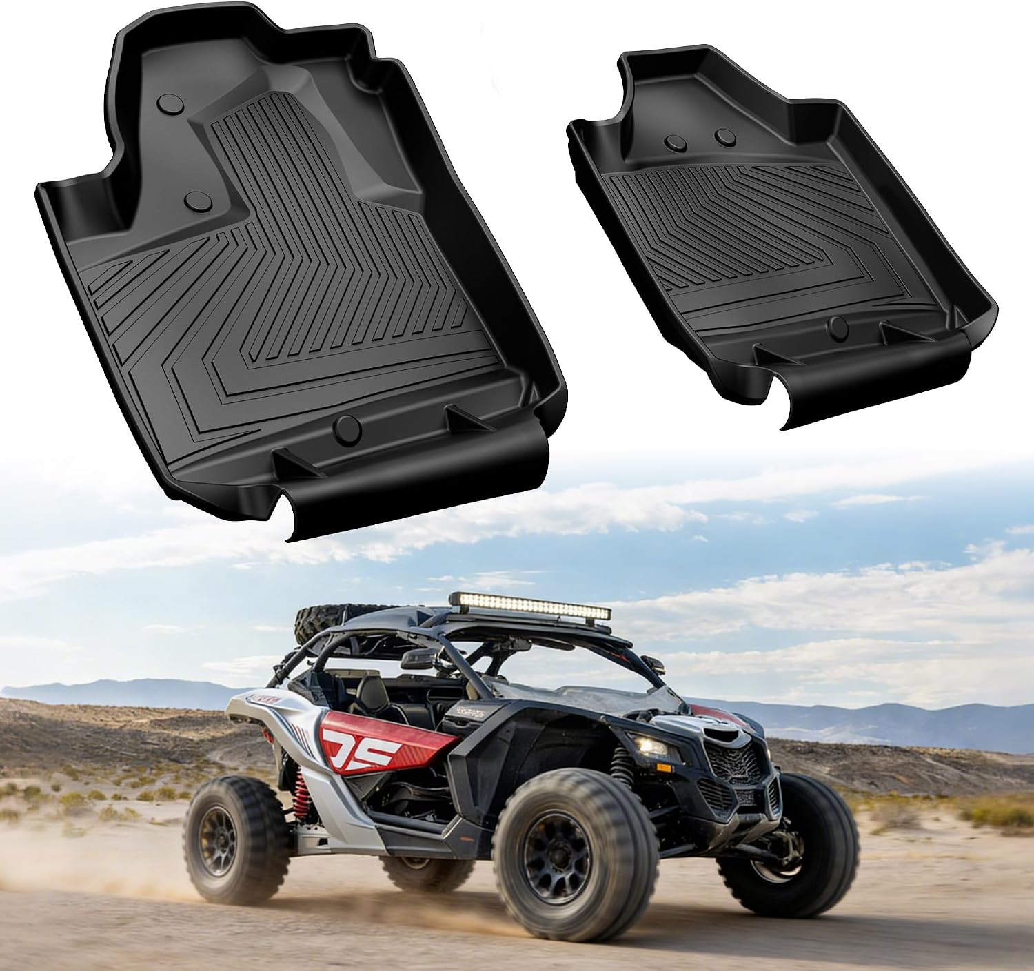 Floor Mats Fit for Can Am Maverick X3 2017-2025 - All Weather Protection Floor Liners TPE Durable Waterproof Slush Mats for Can-Am Maverick X3 Front Row UTV Accessories, Black